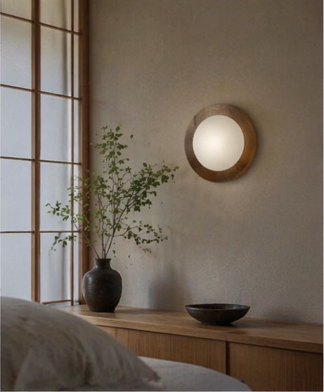 Applique murale AZUMA en bois massif — en situation — Lumren
