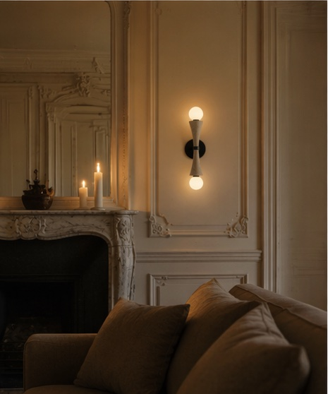 Applique murale KAITO en travertin — en situation — Lumren
